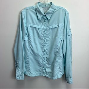 COLUMBIA TITANIUM ICE BLUE HIKING SHIRT SIZE L